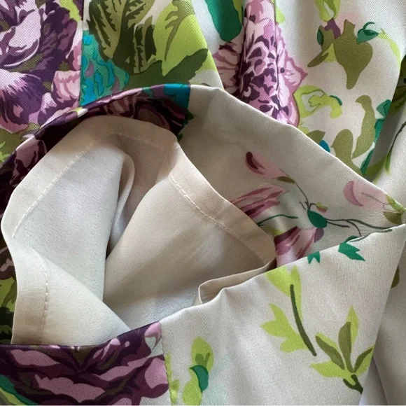 J CREW Collection Pull On Crop Pant in Ratti Leafy Floral Satin Flowy Size 0 - Picture 13 of 13